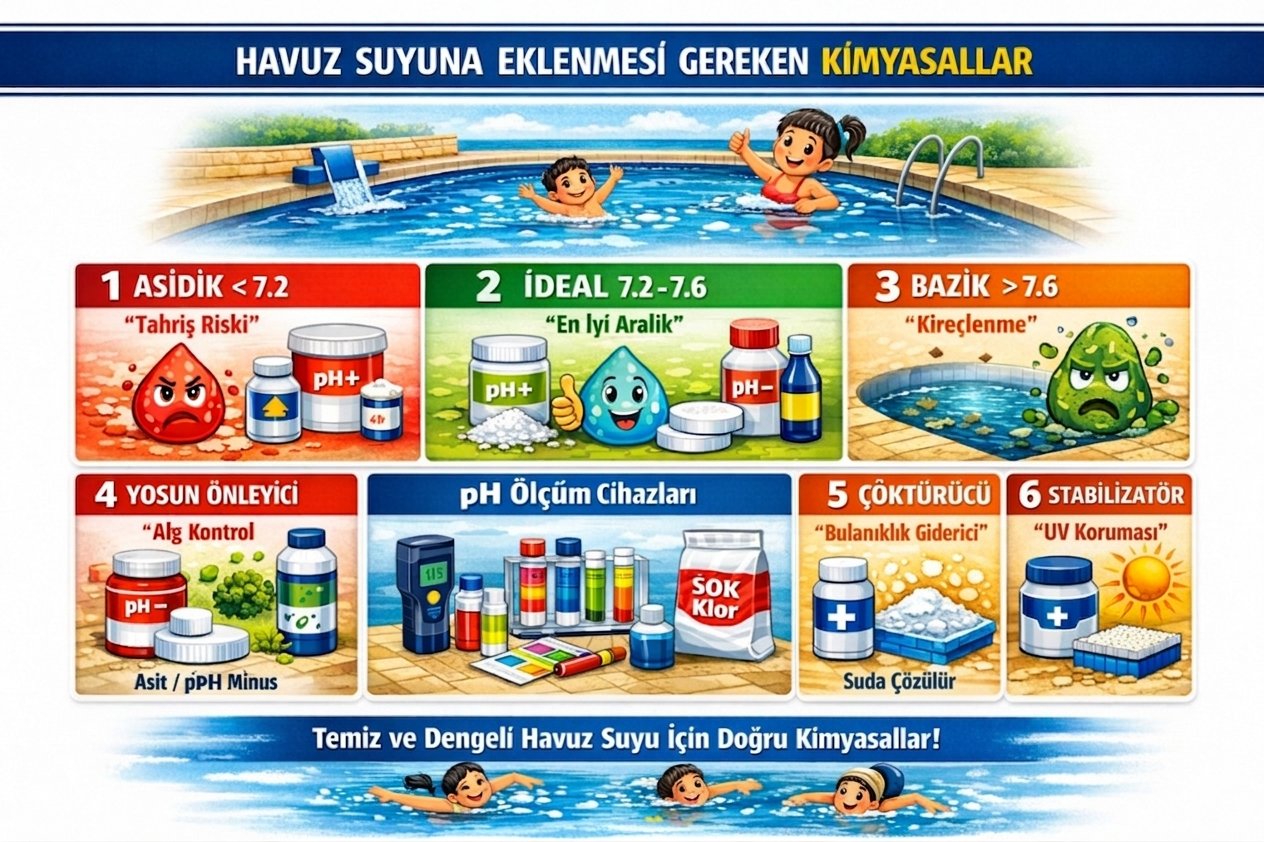 Havuz suyuna hangi kimyasallar eklenmelidir? 