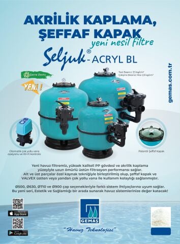 Gemaş Selçuk Acryl BL Ø500mm Yüksek Hızlı Havuz Kum Filtresi