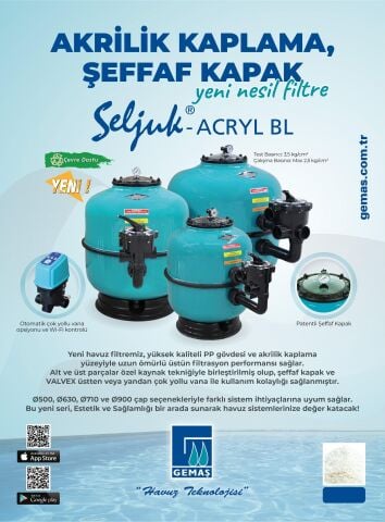 Gemaş Selçuk Acryl BL Ø710mm Yüksek Hızlı Havuz Kum Filtresi