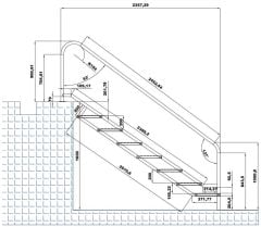 Gemaş Eğimli Hidroterapi Havuz Merdiveni 304 Kalite 500 mm - 6 Basamak