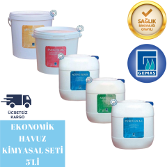 Gemaş Havuz Kimyasal Seti 5'li %90'lık Toz Klor ile