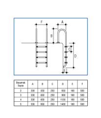 Gemaş Havuz Merdiveni U Muro Model 304 Kalite - 4 Basamak