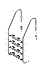 Gemaş Havuz Merdiveni Standart Model 304 Kalite - 5 Basamak
