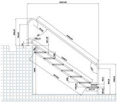 Gemaş Eğimli Hidroterapi Havuz Merdiveni 304 Kalite 500 mm - 7 Basamak